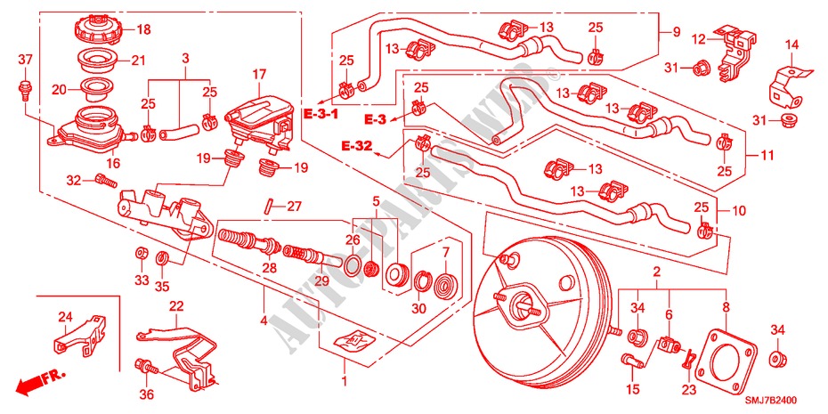 BRAKE MASTER CYLINDER/MAS TER POWER(LH) for Honda CIVIC 2.2SPORT 5 Doors 6 speed manual 2011