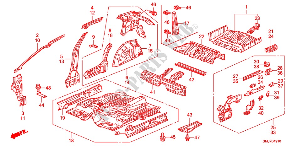 FLOOR/INNER PANELS for Honda CIVIC 2.2SPORT 5 Doors 6 speed manual 2011