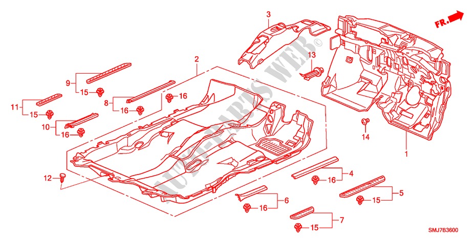 FLOOR MAT for Honda CIVIC 2.2SPORT 5 Doors 6 speed manual 2011