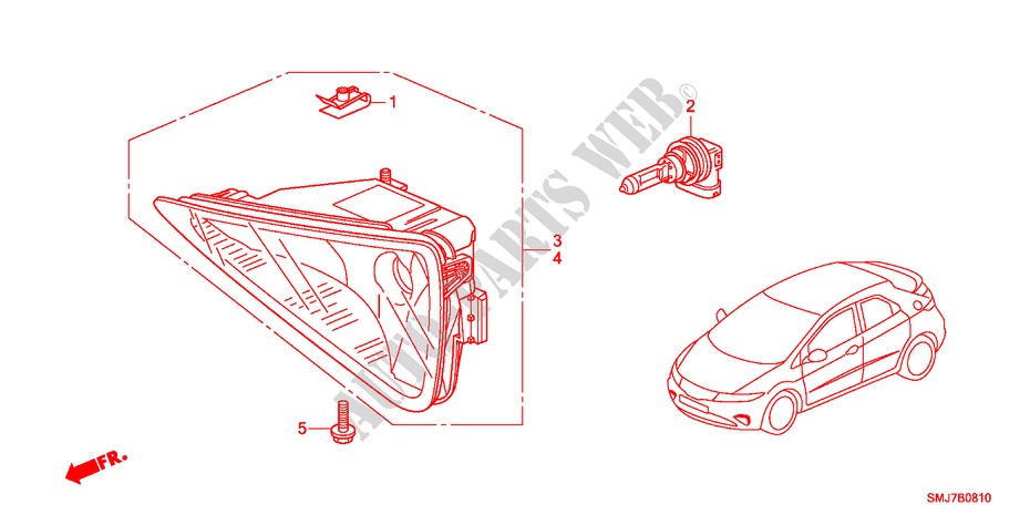 FOG LIGHT for Honda CIVIC 2.2SPORT 5 Doors 6 speed manual 2011