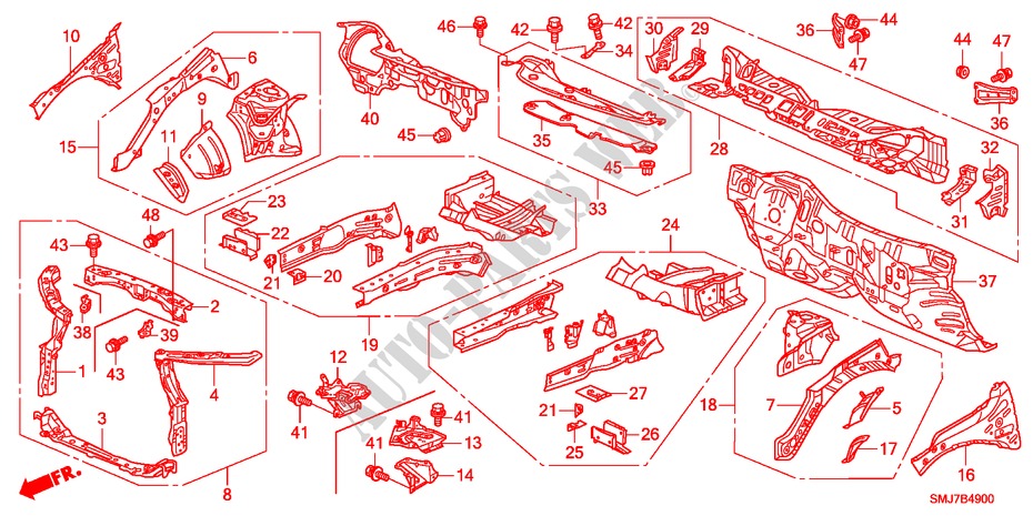 FRONT BULKHEAD/DASHBOARD for Honda CIVIC 2.2GT 5 Doors 6 speed manual 2011