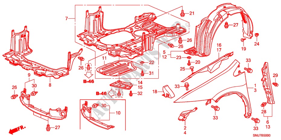 FRONT FENDERS for Honda CIVIC 2.2SPORT 5 Doors 6 speed manual 2011