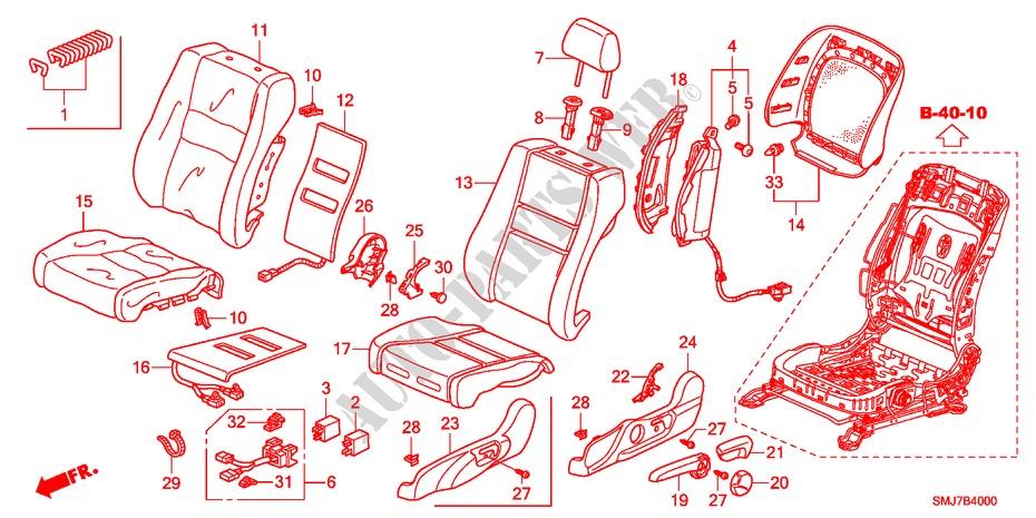 FRONT SEAT(L.) for Honda CIVIC 2.2SPORT 5 Doors 6 speed manual 2011