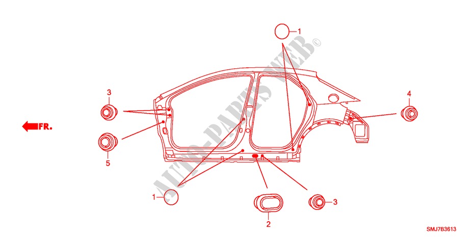 GROMMET(SIDE) for Honda CIVIC 2.2SPORT 5 Doors 6 speed manual 2011