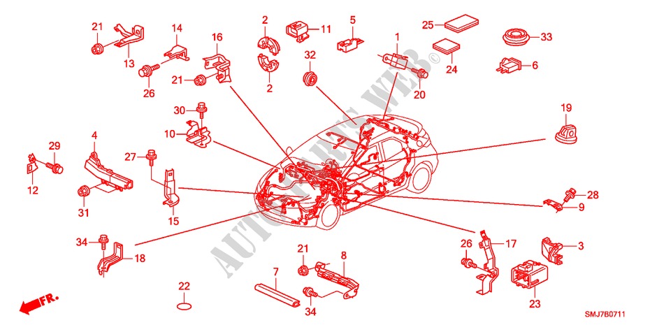 HARNESS BAND/BRACKET(LH)( 2) for Honda CIVIC 1.8EXE 5 Doors 6 speed manual 2011