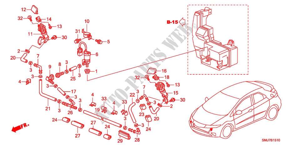 HEADLIGHT WASHER for Honda CIVIC 2.2SPORT 5 Doors 6 speed manual 2011