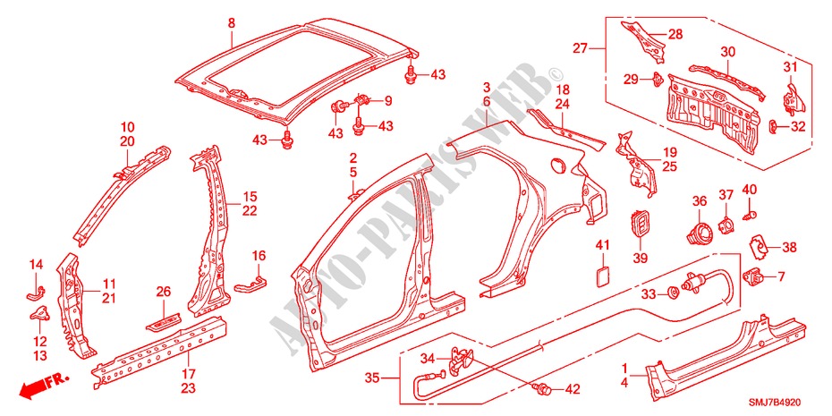 OUTER PANELS/REAR PANEL for Honda CIVIC 2.2SPORT 5 Doors 6 speed manual 2011