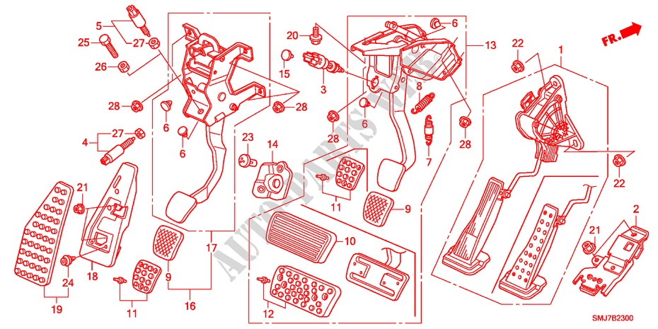 PEDAL(LH) for Honda CIVIC 2.2SPORT 5 Doors 6 speed manual 2011
