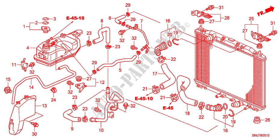 RADIATOR HOSE/RESERVE TAN K(DIESEL) for Honda CIVIC 2.2SPORT 5 Doors 6 speed manual 2011
