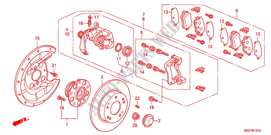 REAR BRAKE for Honda CIVIC 1.4COMFORT 5 Doors 6 speed manual 2011
