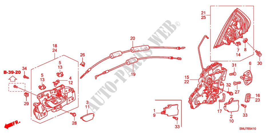 REAR DOOR LOCKS/OUTER HAN DLE for Honda CIVIC 2.2GT    AUDIOLESS 5 Doors 6 speed manual 2011