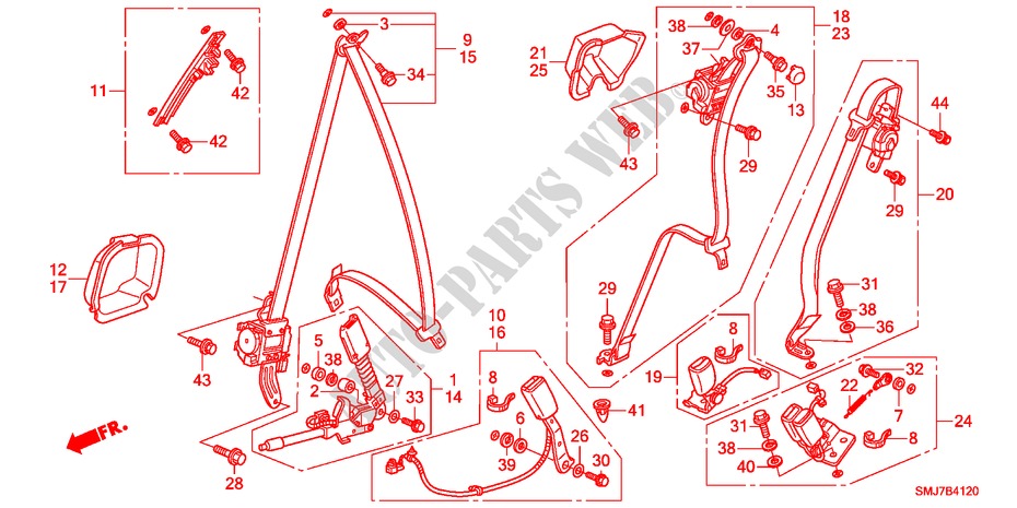 SEATBELTS for Honda CIVIC 2.2SPORT 5 Doors 6 speed manual 2011