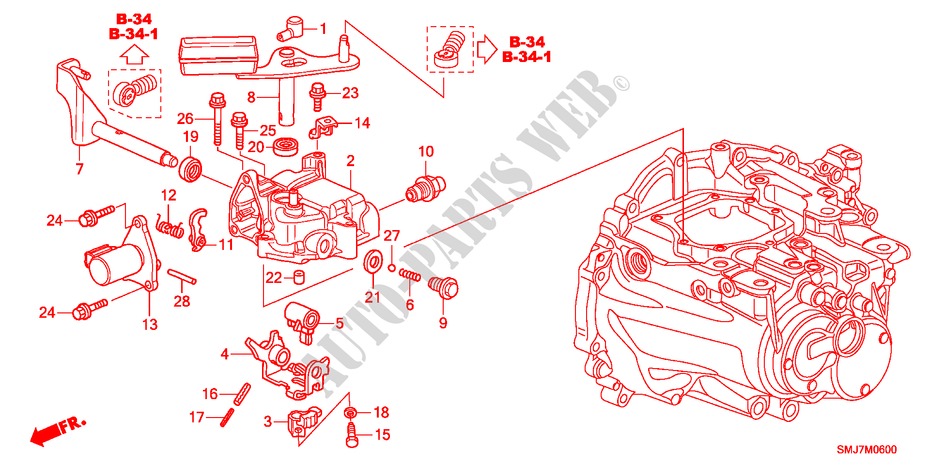 SHIFT ARM/SHIFT LEVER(1.4 L)(1.8L) for Honda CIVIC 1.4SPORT AUDIOLESS 5 Doors 6 speed manual 2011