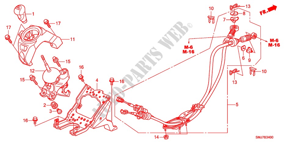 SHIFT LEVER(MT)(LH) for Honda CIVIC 1.4COMFORT 5 Doors 6 speed manual 2011