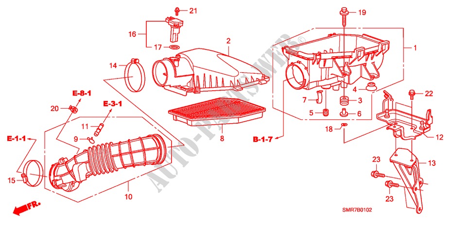 AIR CLEANER (2.0L) for Honda CIVIC 2.0 TYPE R    PLUS 3 Doors 6 speed manual 2008