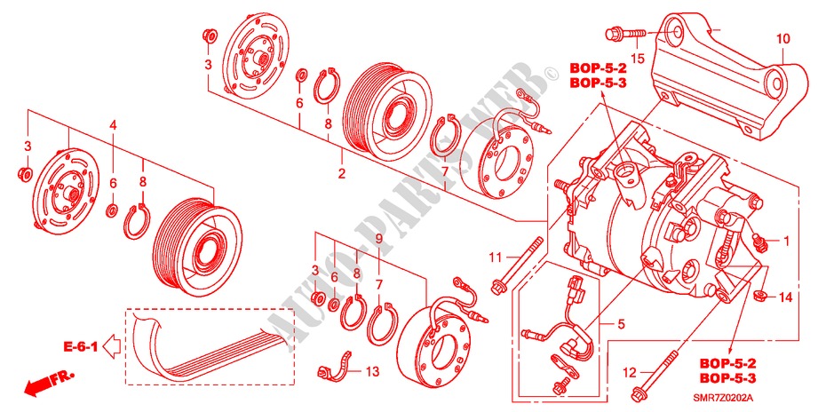 AIR CONDITIONER (COMPRESSOR) (2.0L) for Honda CIVIC 2.0 TYPE R 3 Doors 6 speed manual 2007