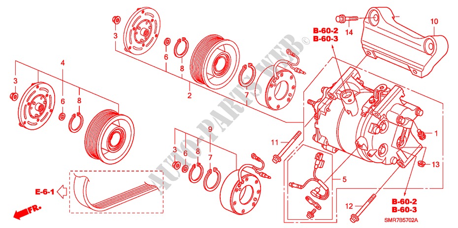 AIR CONDITIONER (COMPRESSOR) (2.0L) for Honda CIVIC 2.0 TYPE R    PLUS 3 Doors 6 speed manual 2008