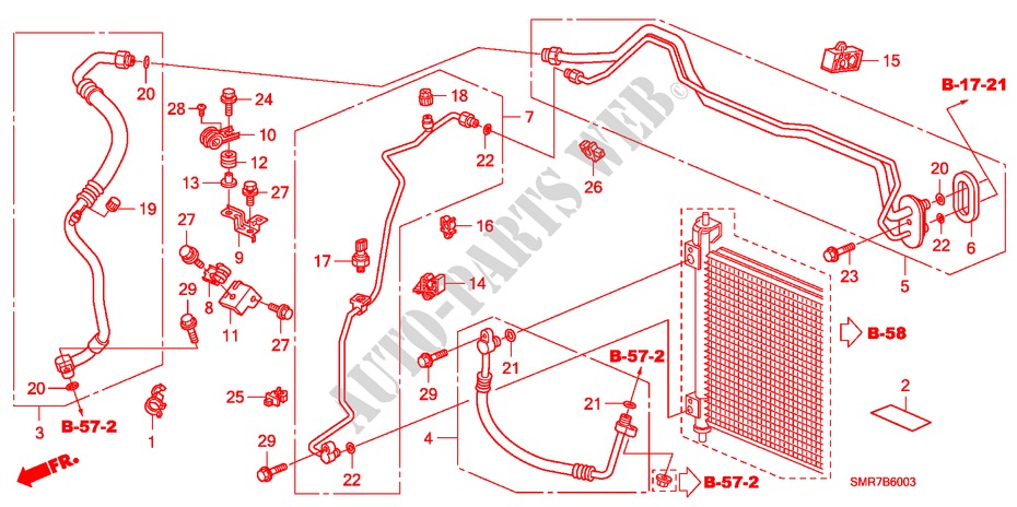 AIR CONDITIONER (HOSES/PIPES) (RH) (2) for Honda CIVIC 2.0 TYPE R    PLUS 3 Doors 6 speed manual 2008