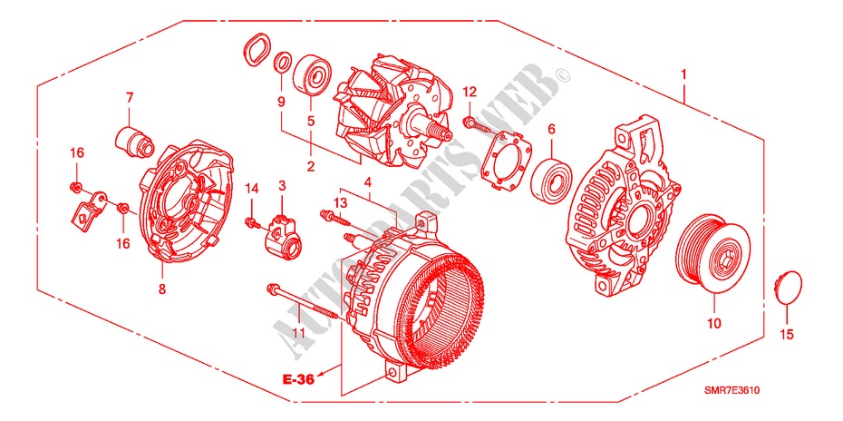 ALTERNATOR (DENSO) (DIESEL) for Honda CIVIC 2.2 TYPE S 3 Doors 6 speed manual 2008