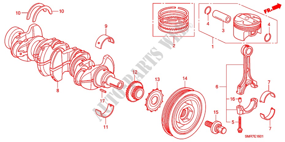CRANKSHAFT/PISTON (2.0L) for Honda CIVIC 2.0 TYPE R    RACE 3 Doors 6 speed manual 2007
