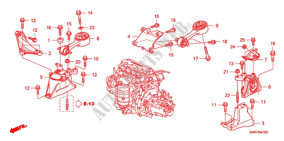 ENGINE MOUNTS (1.8L) for Honda CIVIC 1.8 TYPE S 3 Doors 6 speed manual 2007