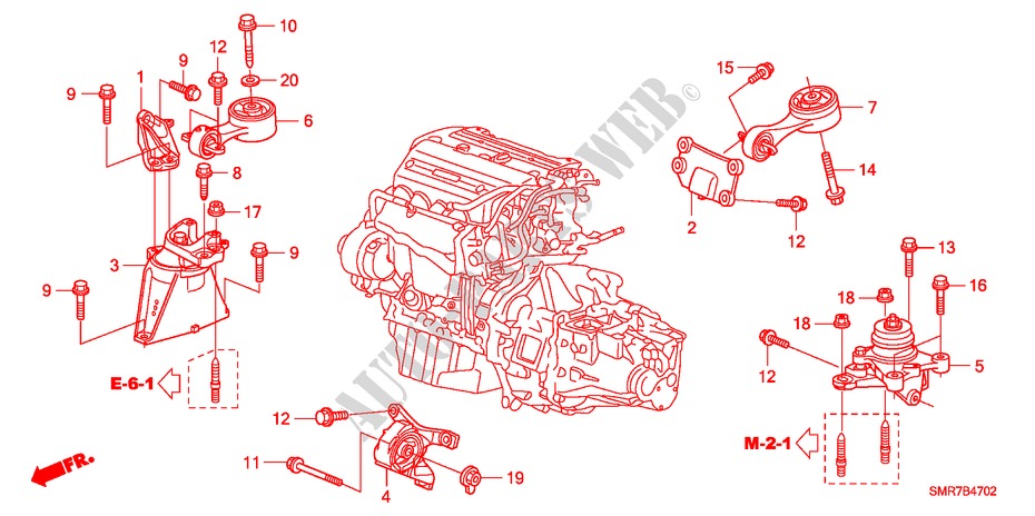 ENGINE MOUNTS (2.0L) for Honda CIVIC 2.0 TYPE R    RACE 3 Doors 6 speed manual 2007
