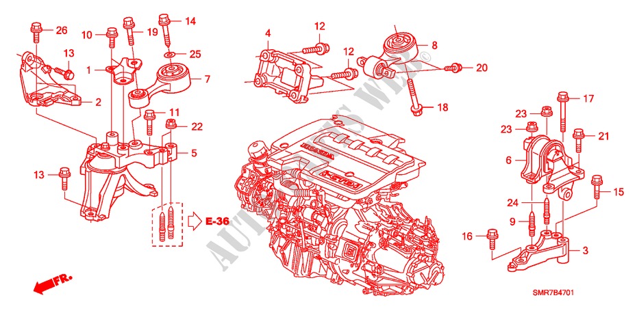 ENGINE MOUNTS (DIESEL) for Honda CIVIC 2.2 TYPE S     DPF 3 Doors 6 speed manual 2007