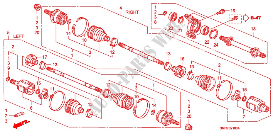 FRONT DRIVESHAFT/ HALF SHAFT (1.8L) for Honda CIVIC 1.8 TYPE S 3 Doors 6 speed manual 2007