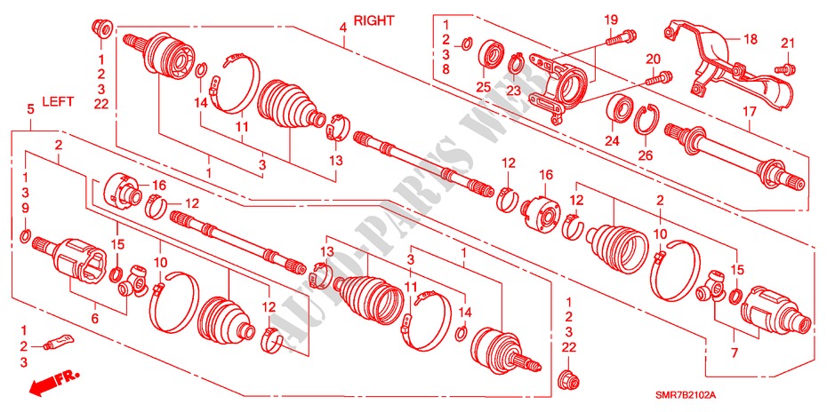 FRONT DRIVESHAFT/ HALF SHAFT (2.0L) for Honda CIVIC 2.0 TYPE R 3 Doors 6 speed manual 2007