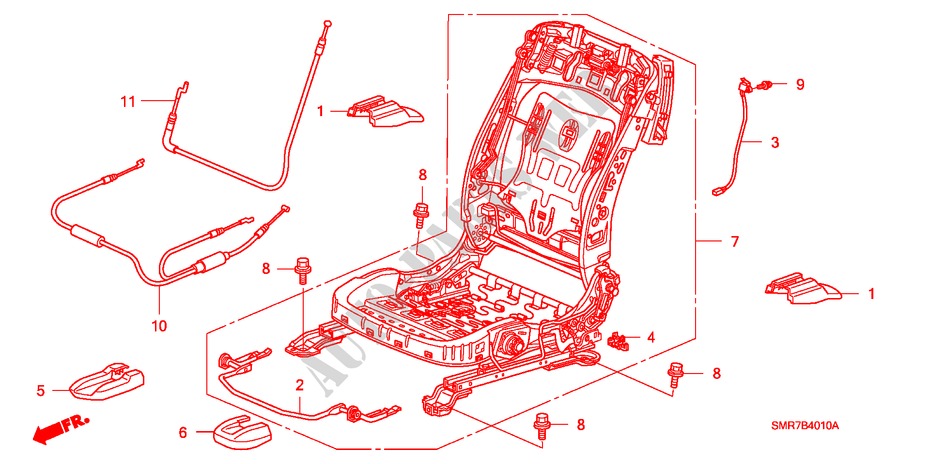FRONT SEAT COMPONENTS(L.) (1.4L) (1.8L) (DIESEL) for Honda CIVIC 1.8 TYPE S 3 Doors Intelligent Manual Transmission 2008