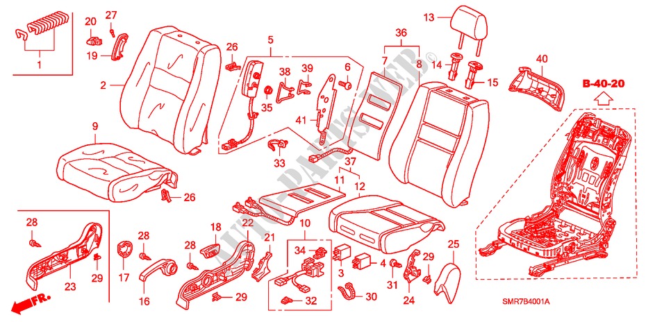 FRONT SEAT (R.) (1.4L) (1.8L) (DIESEL) for Honda CIVIC 1.8 TYPE S 3 Doors 6 speed manual 2007