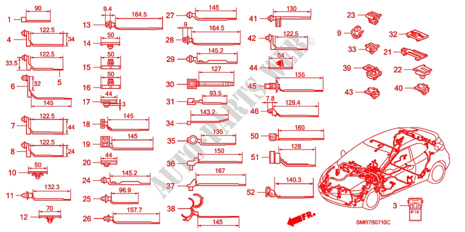 HARNESS BAND/BRACKET (LH) (1) for Honda CIVIC 2.0 TYPE R 3 Doors 6 speed manual 2007