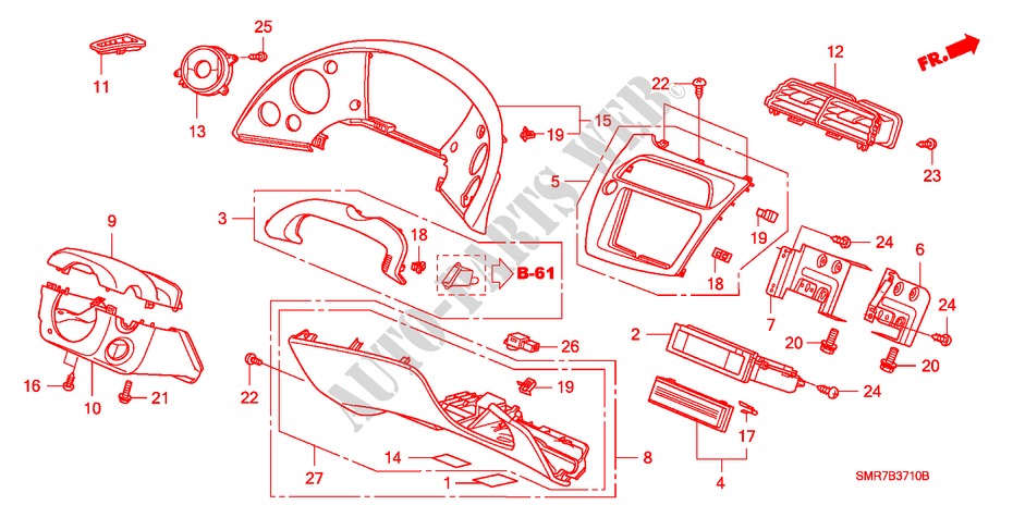 INSTRUMENT PANEL GARNISH (LH)(DRIVER SIDE) for Honda CIVIC 1.8 TYPE S 3 Doors 6 speed manual 2007