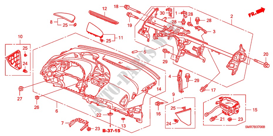 INSTRUMENT PANEL (LH) for Honda CIVIC 2.0 TYPE R 3 Doors 6 speed manual 2007