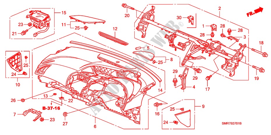 INSTRUMENT PANEL (RH) for Honda CIVIC 2.0 TYPE R    RACE 3 Doors 6 speed manual 2007