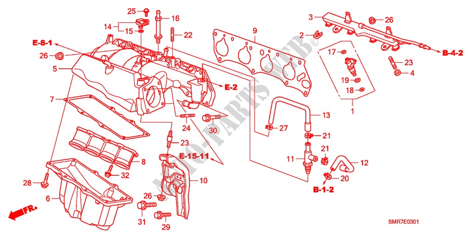 INTAKE MANIFOLD (2.0L) for Honda CIVIC 2.0 TYPE R    RACE 3 Doors 6 speed manual 2007