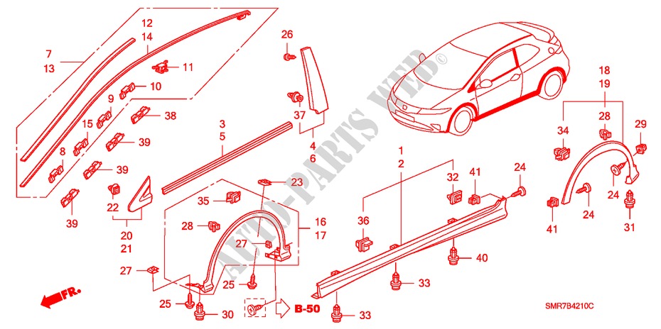 MOLDING/SIDE SILL GARNISH for Honda CIVIC 2.2 TYPE S 3 Doors 6 speed manual 2008