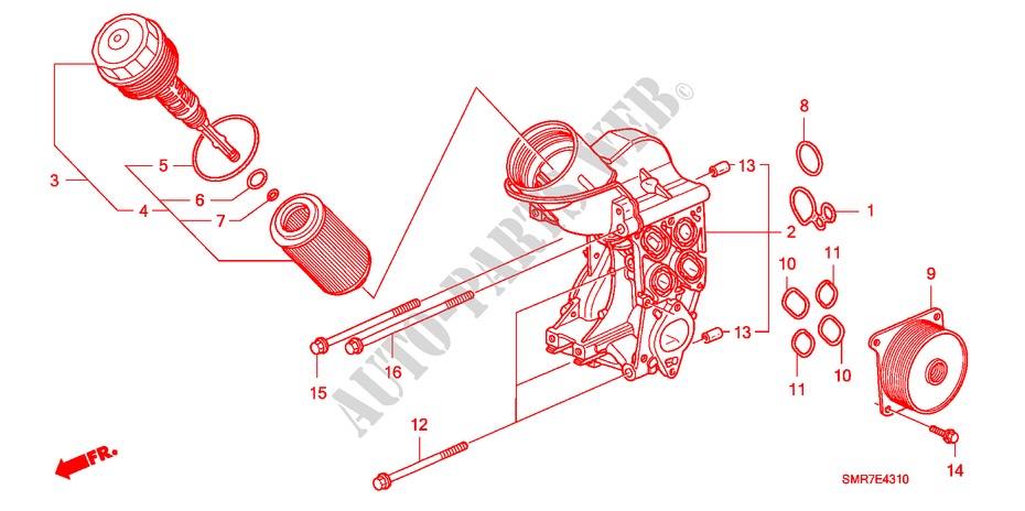OIL FILTER CASE (DIESEL) for Honda CIVIC 2.2 TYPE S     DPF 3 Doors 6 speed manual 2008