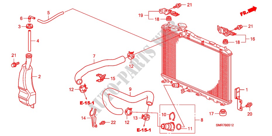RADIATOR HOSE/RESERVE TAN K (2.0L) for Honda CIVIC 2.0 TYPE R 3 Doors 6 speed manual 2008