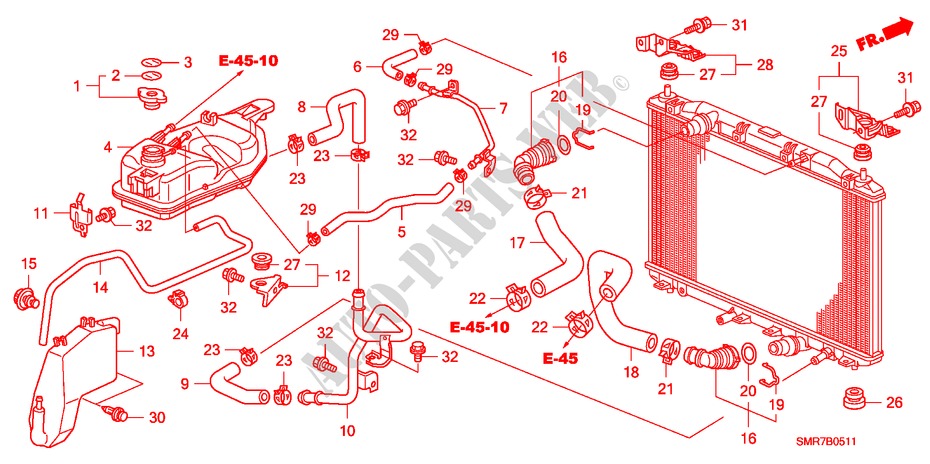 RADIATOR HOSE/RESERVE TAN K (DIESEL) for Honda CIVIC 2.2 TYPE S 3 Doors 6 speed manual 2008