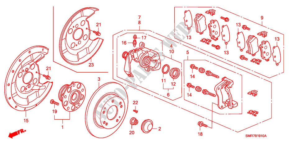 REAR BRAKE for Honda CIVIC 1.8 TYPE S 3 Doors 6 speed manual 2007