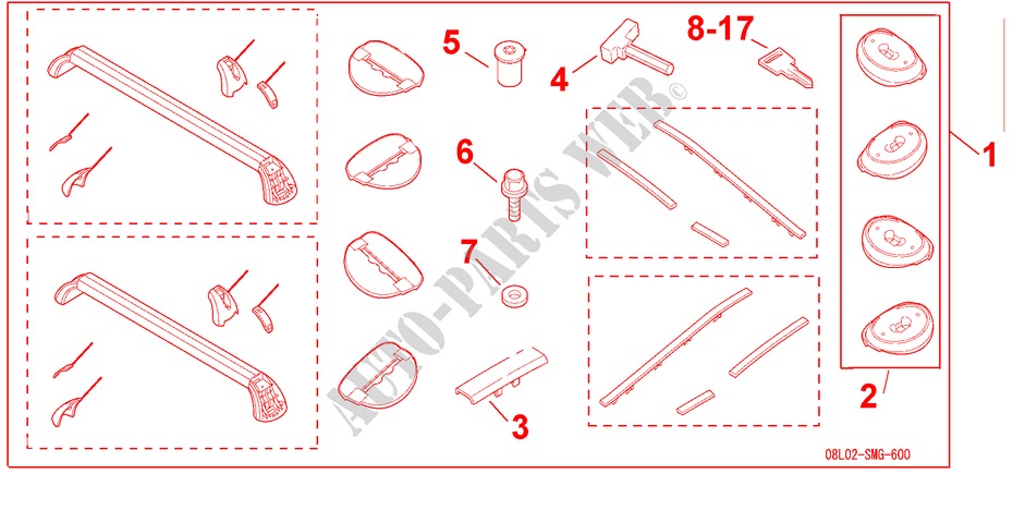 ROOF RACK (BASE CARRIER) for Honda CIVIC 1.4 TYPE S 3 Doors 6 speed manual 2009