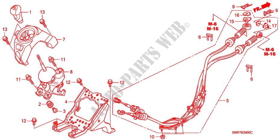 SHIFT LEVER (LH) (1.4L) (1.8L) (DIESEL) for Honda CIVIC 1.8 BASE 3 Doors 6 speed manual 2007