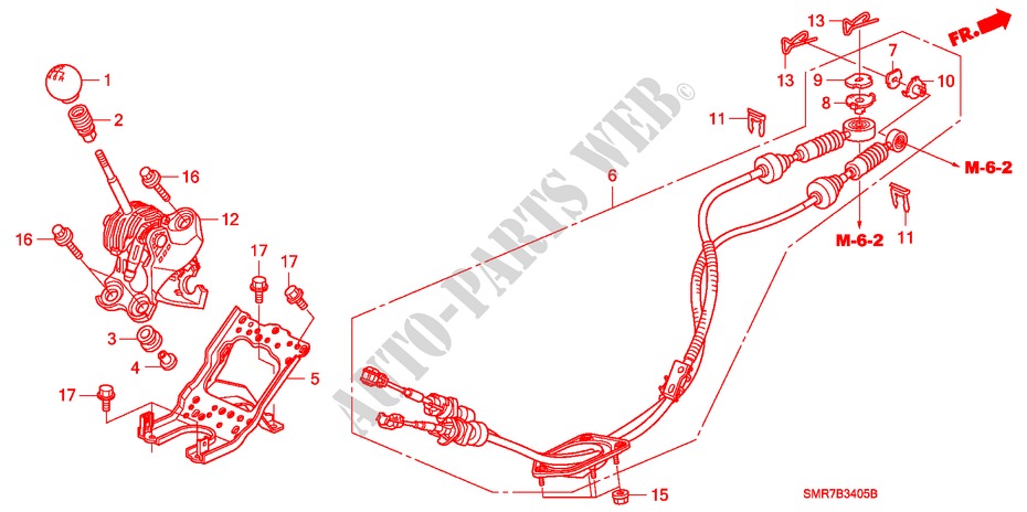 SHIFT LEVER (RH) (2.0L) for Honda CIVIC 2.0 TYPE R    RACE 3 Doors 6 speed manual 2007