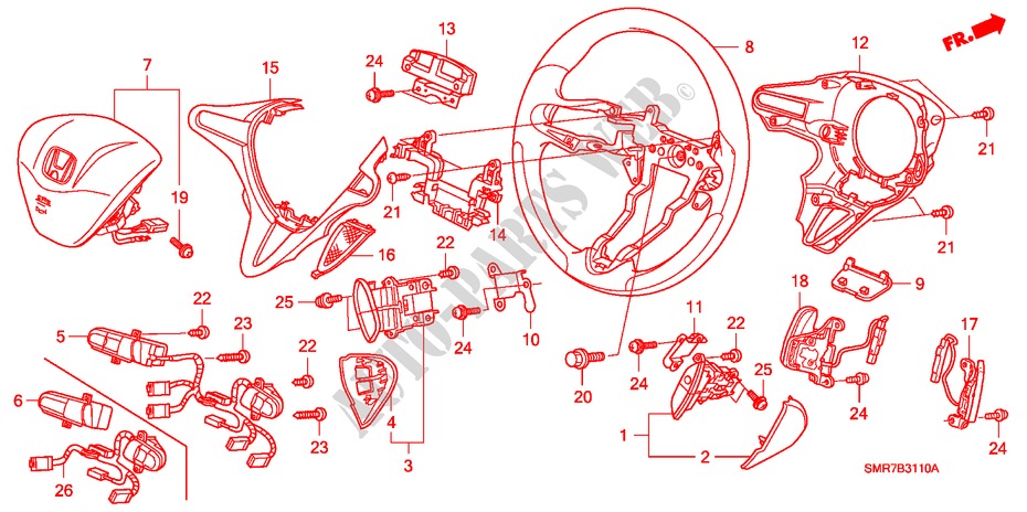STEERING WHEEL (SRS) for Honda CIVIC 2.0 TYPE R    PLUS 3 Doors 6 speed manual 2008