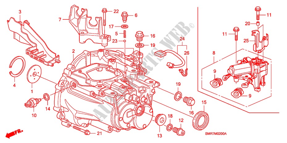 TRANSMISSION CASE (1.4L) (1.8L) for Honda CIVIC 1.8 TYPE S 3 Doors 6 speed manual 2007