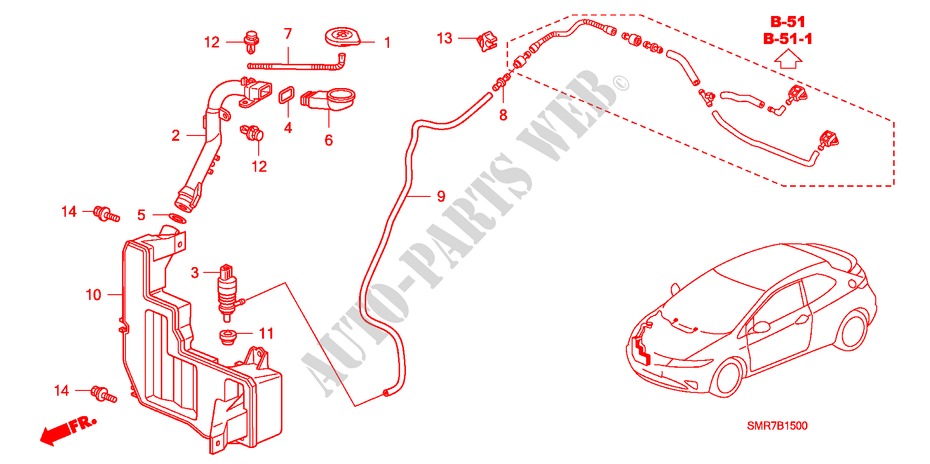 WINDSHIELD WASHER (1) for Honda CIVIC 1.4 TYPE S 3 Doors 6 speed manual 2009