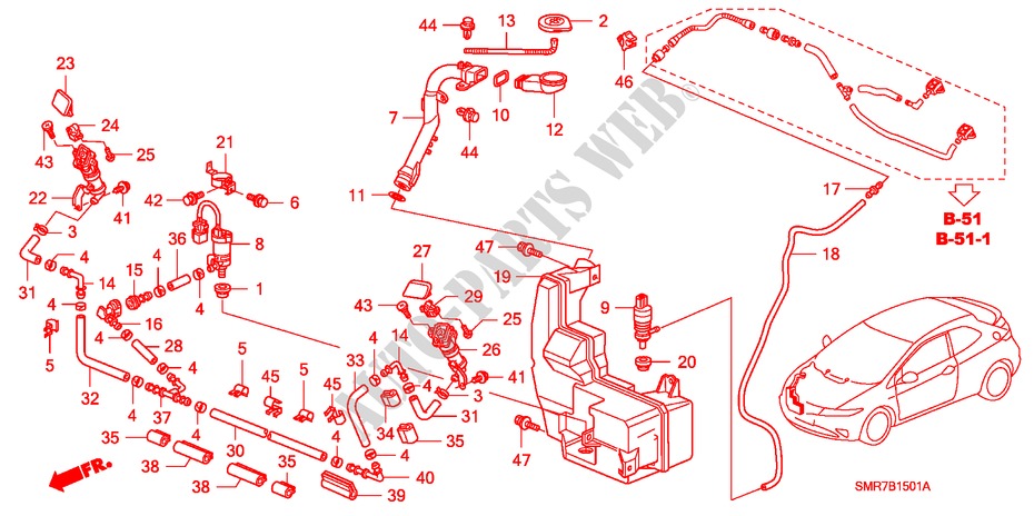 WINDSHIELD WASHER (2) for Honda CIVIC 1.8 TYPE S 3 Doors 6 speed manual 2007