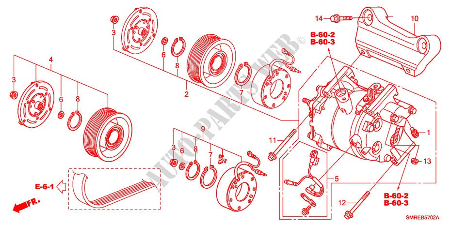 AIR CONDITIONER(COMPRESSO R)(2.0L) for Honda CIVIC 2.0 TYPE-R    PLUS 3 Doors 6 speed manual 2010