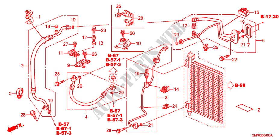 AIR CONDITIONER(HOSES/PIP ES)(LH)(1) for Honda CIVIC 1.4 TYPE-S 3 Doors 6 speed manual 2010